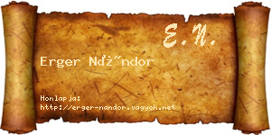 Erger Nándor névjegykártya